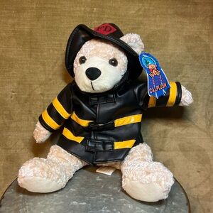 Calplush Fireman Blonde Bear Plush Stuffed Toy Removable Coat 13” Tags
